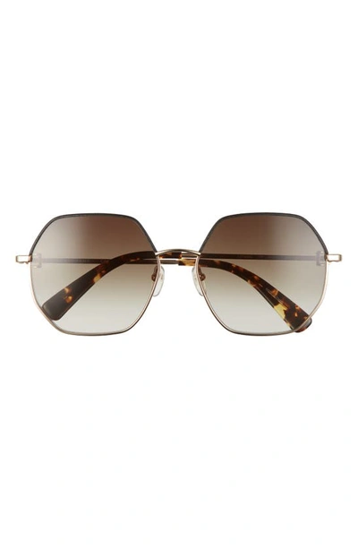 Longchamp 58mm Gradient Geometric Sunglasses In Gold/ Green Gradient