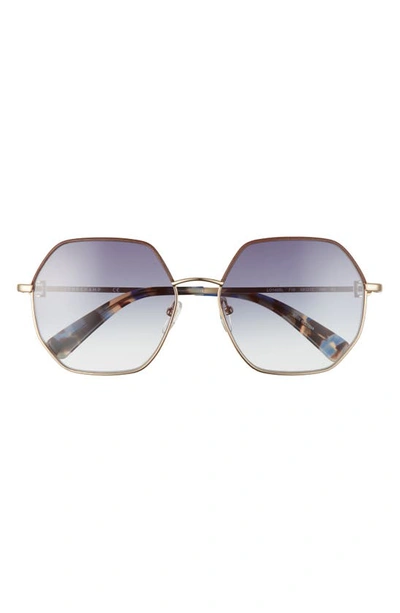 Longchamp 58mm Gradient Geometric Sunglasses In Gold/ Blue Gradient