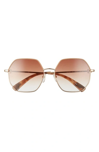 Longchamp 58mm Gradient Geometric Sunglasses In Gold/ Camel Gradient