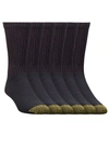 Gold Toe Men's Cotton Cushion Big & Tall Crew Socks 6-pack In Black