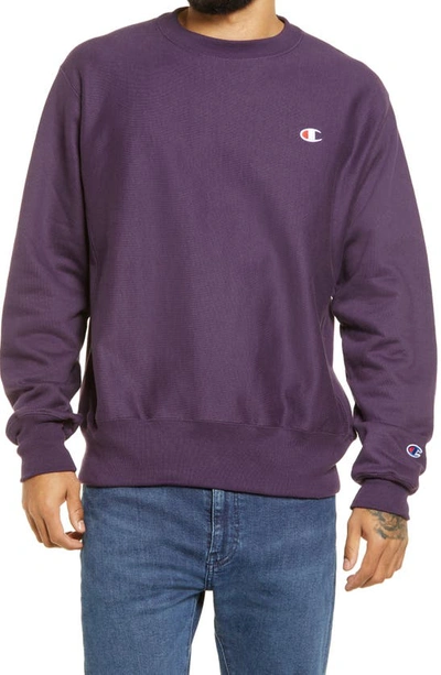 Champion Reverse Weave Crew Sweatshirt In Purple Pebble