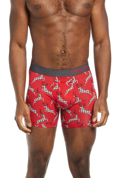 Tommy John Cool Cotton Performance Trunks In Jumping Deer Haute Red