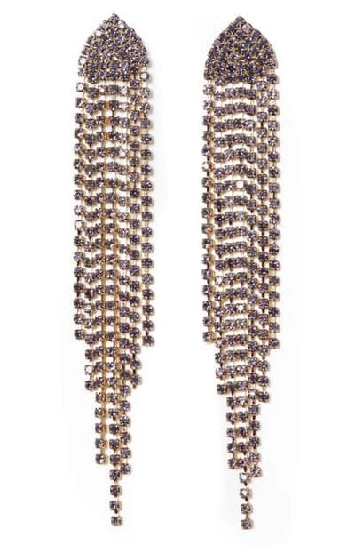 Vince Camuto Staggered Cupchain Fringe Earrings In Gold/ Tanzanite