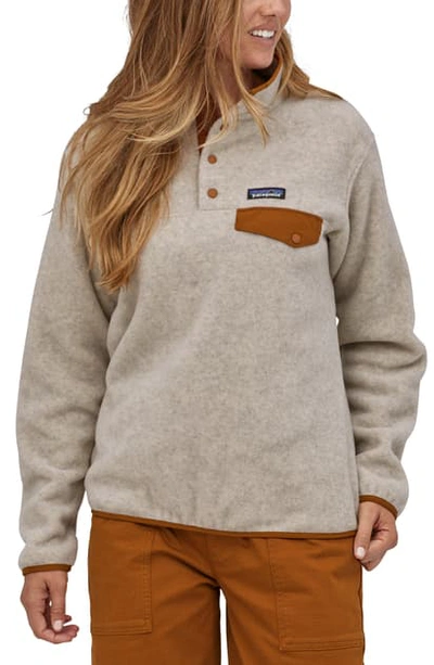 Patagonia Synchilla Snap-t Recycled Fleece Pullover In Oatmeal Heather W/ Wood Brown