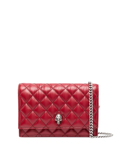 Alexander Mcqueen Mini Mock-croc Crossbody Bag With Small Skull In Raspberry