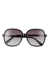 Longchamp 58mm Rectangle Sunglasses In Black/ Grey Gradient