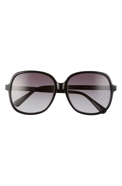 Longchamp 58mm Rectangle Sunglasses In Black/ Grey Gradient