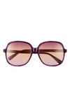 Longchamp 58mm Rectangle Sunglasses In Marble Purple/ Orange Pink