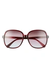 Longchamp 58mm Rectangle Sunglasses In Marble Rouge/ Purple Azure