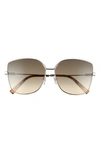 Givenchy 61mm Butterfly Sunglasses With Chain In Pallad Gold/ Brown Oc