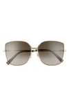 Givenchy 61mm Butterfly Sunglasses With Chain In Gold/ Brown Gradient