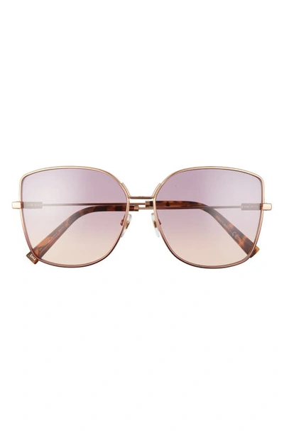 Givenchy 61mm Butterfly Sunglasses With Chain In Gold Pink/ Plum Gradient