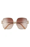 Ferragamo 59mm Gradient Square Sunglasses In Light Gold/brown Gradient