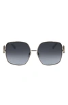Ferragamo 59mm Gradient Square Sunglasses In Light Gold/ Grey Gradient