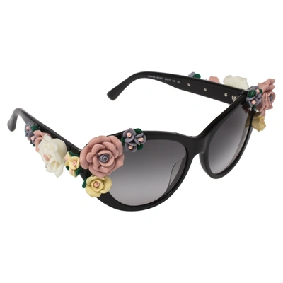 Pre-owned Dolce & Gabbana Black Gradient Dg 4180 501/87 Floral Sunglasses