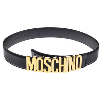 Pre-owned Moschino Black Leather Classic Logo Belt 85cm