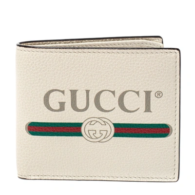 Pre-owned Gucci Off White Leather Logo Bifold Wallet
