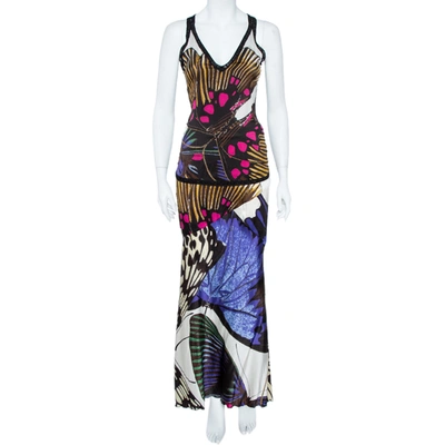 Pre-owned Roberto Cavalli Multicolor Silk Skirt And Top Set M