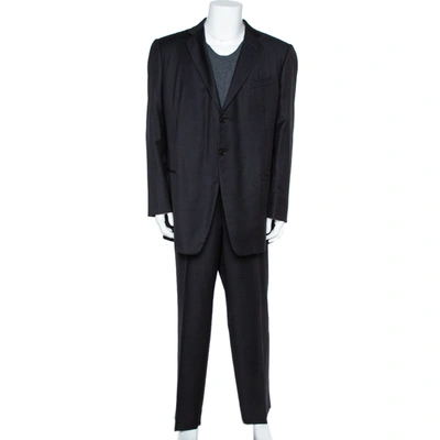 Pre-owned Giorgio Armani Borgo 21 Black Wool Pinstriped Suit 4xl