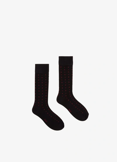 Bally B Logo Intarsia-knit Socks In Black
