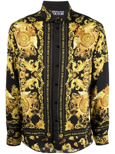 Versace Jeans Couture Men's Baroque Printed Woven Shirt In Black