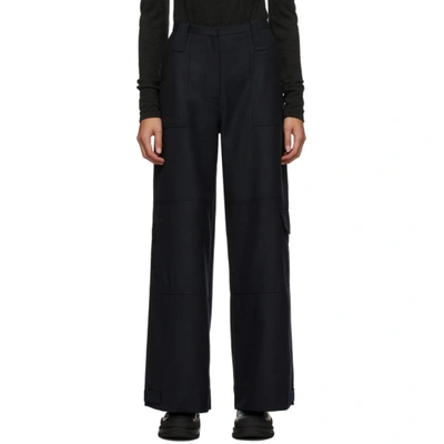 Ganni Women's Melange Suiting Wide-leg Trousers In Black