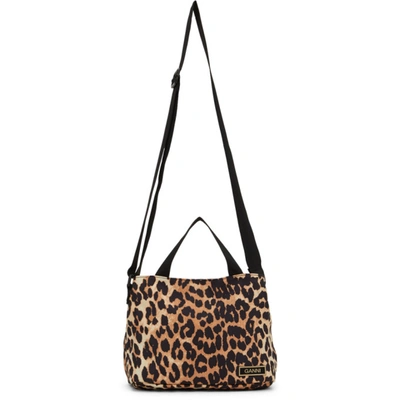 Ganni Brown Leopard Tech Bag In 943 Leopard