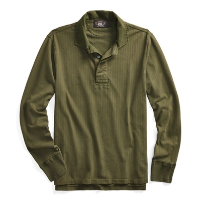 Double Rl Jacquard Rugby Shirt In Olive Drab