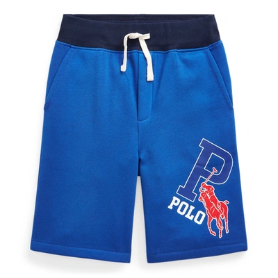 Polo Ralph Lauren Kids' Big Pony Fleece Pull-on Short In Sapphire Star