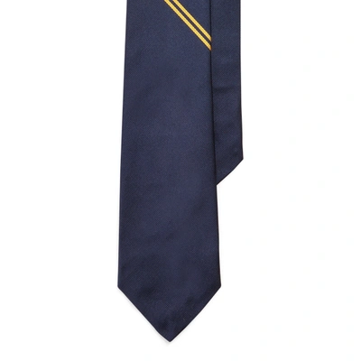 Ralph Lauren Crest Silk Tie In Navy/gold