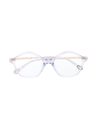 Chloé Kids' Round Frame Sunglasses In Purple