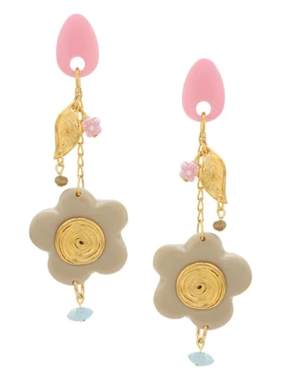 Amir Slama Flower Earrings In Neutrals