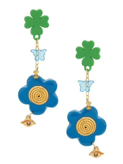 Amir Slama Clover Earrings In Green