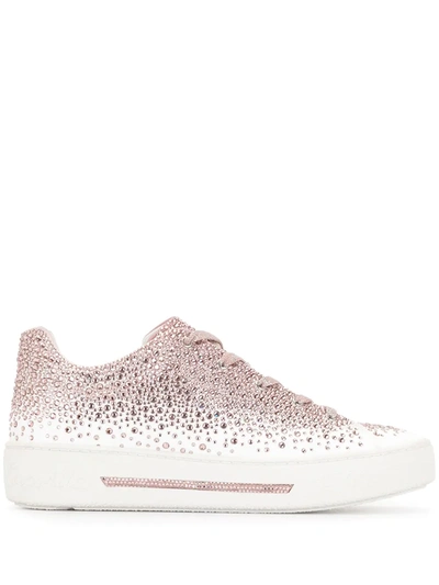 René Caovilla Holly Rhinestone-embellished Trainers In White