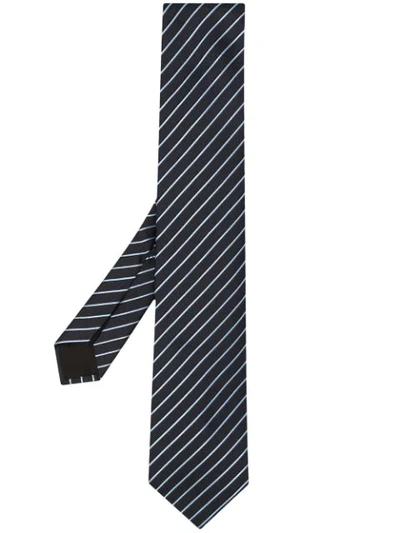 Hugo Boss Diagonal-striped Silk Tie In Blue