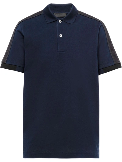 Prada Contrast-trim Polo Shirt In Blue