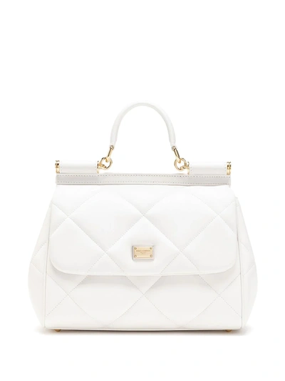 Dolce & Gabbana Quilted Sicily Tote Bag In White