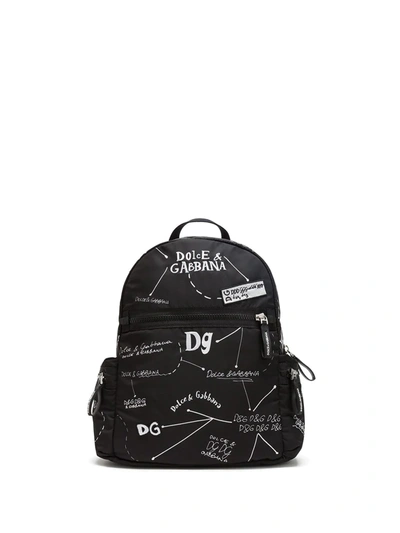 Dolce & Gabbana Kids' Scribble Logo-print Backpack In Black