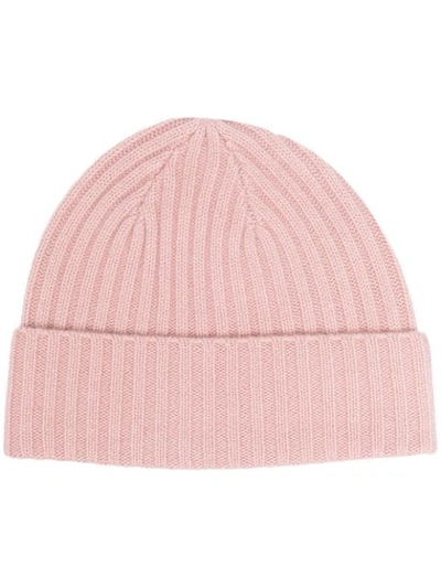 N•peal Ribbed Cashmere Beanie Hat In Pink