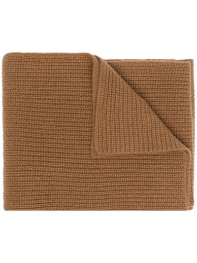N•peal Ribbed Cashmere Scarf In Brown