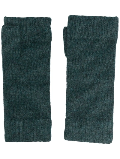 N.peal Fingerless Cashmere Gloves In Green