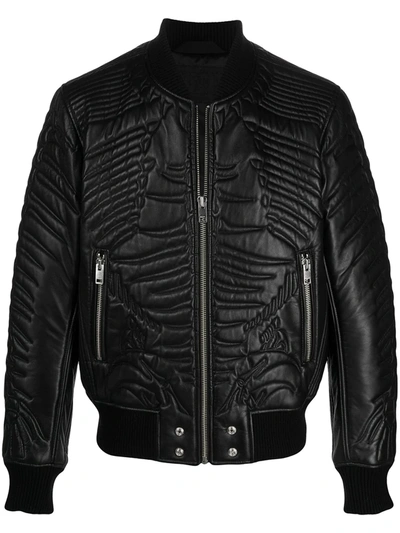 Diesel Quilted Zipped Bomber Jacket In Black