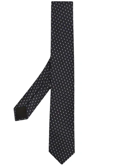 Hugo Boss Micro-patterned Silk Tie In Black
