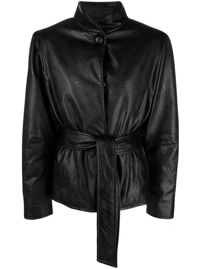 Gina Padded Jacket In Faux Button In Black
