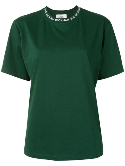 Victoria Victoria Beckham Logo-print Cotton T-shirt In Green