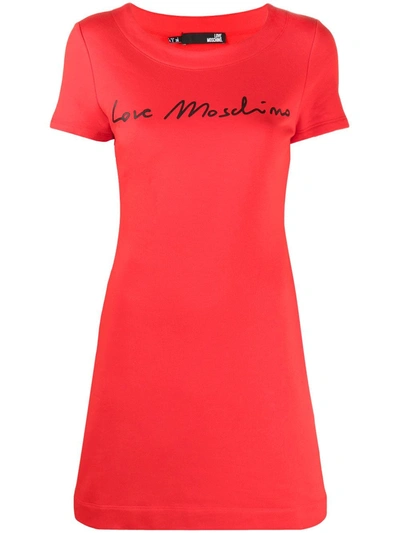 Love Moschino Logo Print T-shirt Dress In Red
