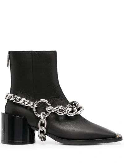 Mm6 Maison Margiela Chain-detail Ankle Boots In Black
