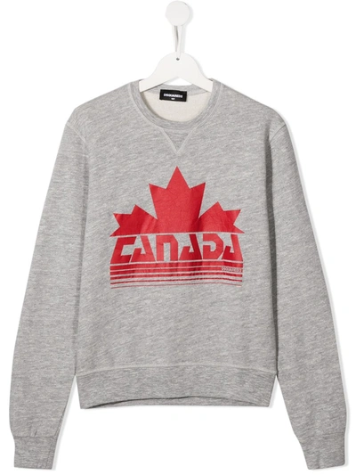 Dsquared2 Teen Canada Logo-print Sweatshirt In Grey