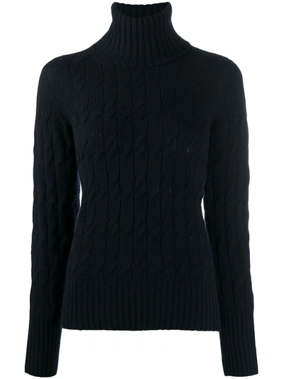 Drumohr Cable-knit Roll-neck Jumper In Blue