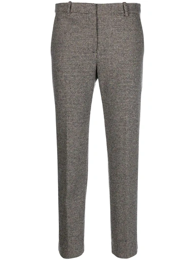 Theory Check-print Cropped Trousers In Brown